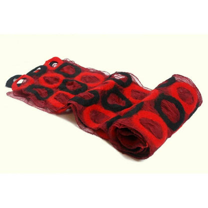 BNB Crafts Scarves BNB Two Tone Circle Felted Chiffon Scarf 23176158 BNB Two Tone Circle Felted Chiffon Scarf