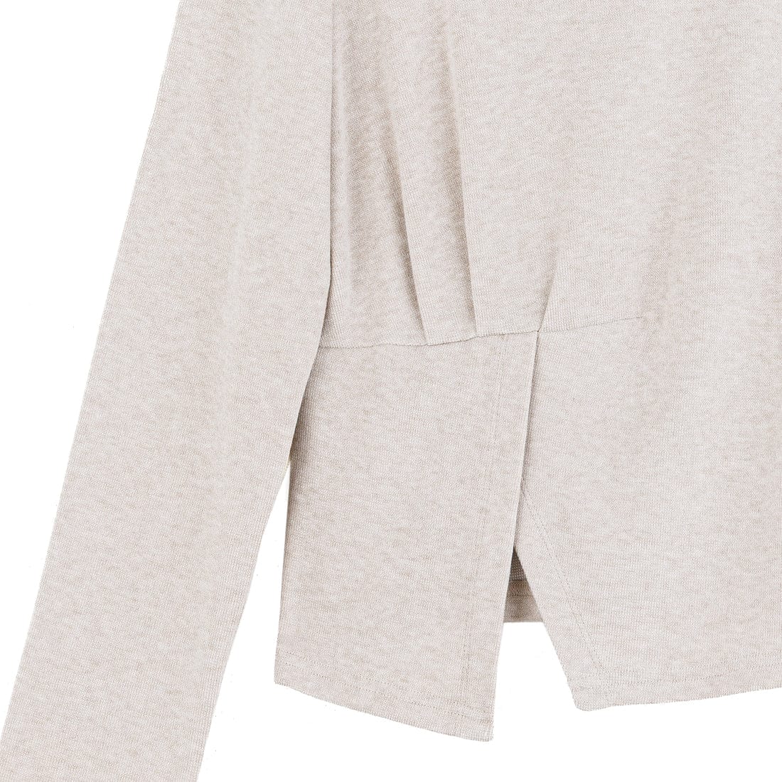 Close-up of a beige sweater on a white background