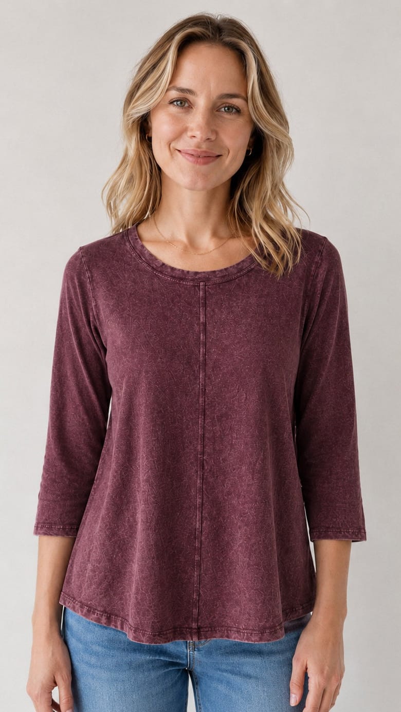 Cotton Lani Tees Cotton Lani Mineral Wash 3/4 Sleeve Swing Tee - Multiple Colors 79593182 Cotton Lani Mineral Wash 3/4 Sleeve Swing Tee - Multiple Colors