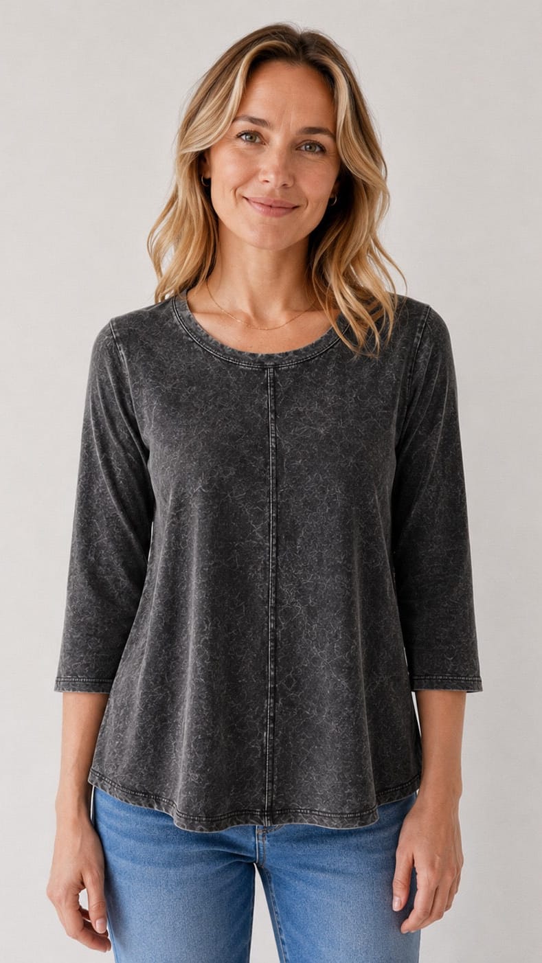 Cotton Lani Tees Cotton Lani Mineral Wash 3/4 Sleeve Swing Tee - Multiple Colors 11842526 Cotton Lani Mineral Wash 3/4 Sleeve Swing Tee - Multiple Colors
