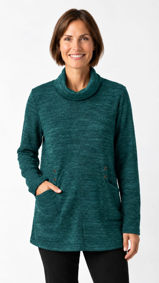Creation by Lady Liberty Tops Cowl Neck Pocket Tunic - Multiple Colors 64465886 Cowl Neck Pocket Tunic - Multiple Colors