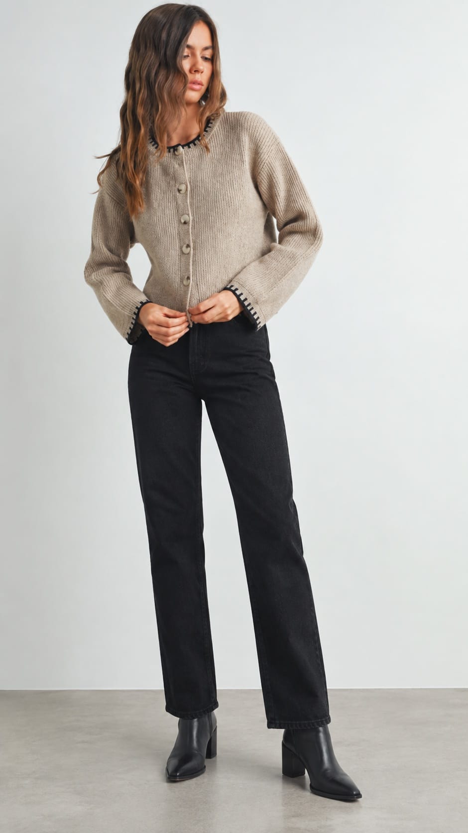 BUTTERMELON Cardigans Crew Neck Cardigan Sweater 47421662 Crew Neck Cardigan Sweater