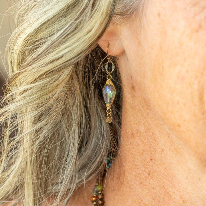 Anne Vaughan Designs Jewelry Earrings Anne Vaughan Delicate Crisp Autumn Crystal Herringbone Earrings Anne Vaughan Delicate Crisp Autumn Crystal Herringbone Earrings