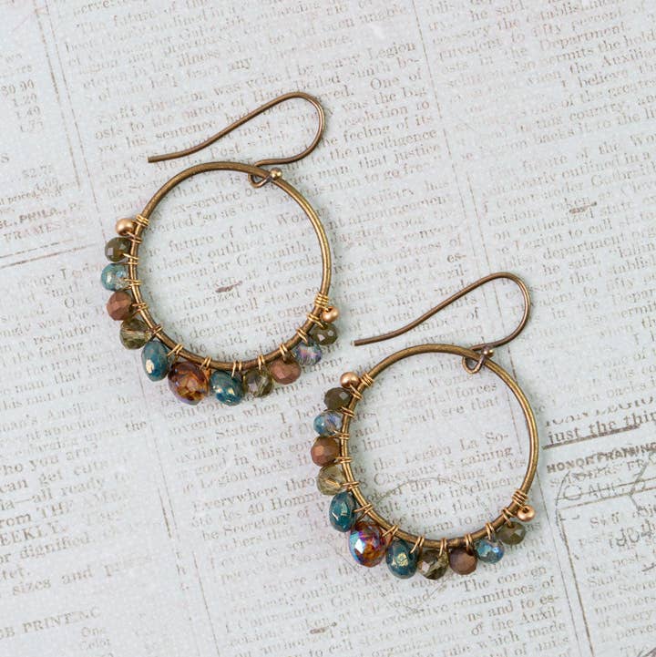 Anne Vaughan Designs Jewelry Earrings Anne Vaughan Crisp Autumn Czech Glass Hoop Earrings Anne Vaughan Crisp Autumn Czech Glass Hoop Earrings