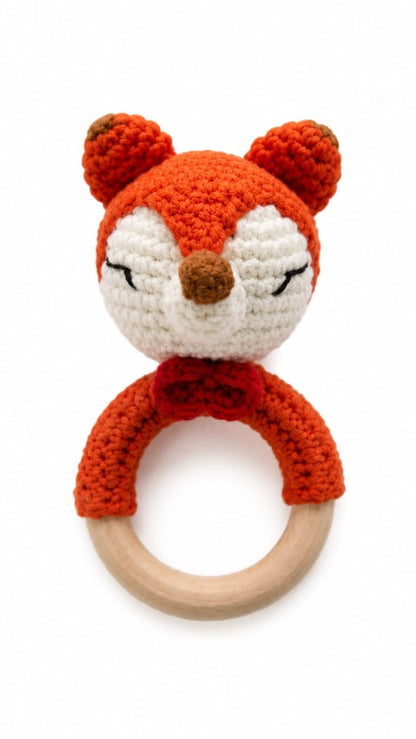 D & C Toys Children's Accessories Crochet & Wood Rattle - Multiple Animals Crochet & Wood Rattle - Multiple Animals