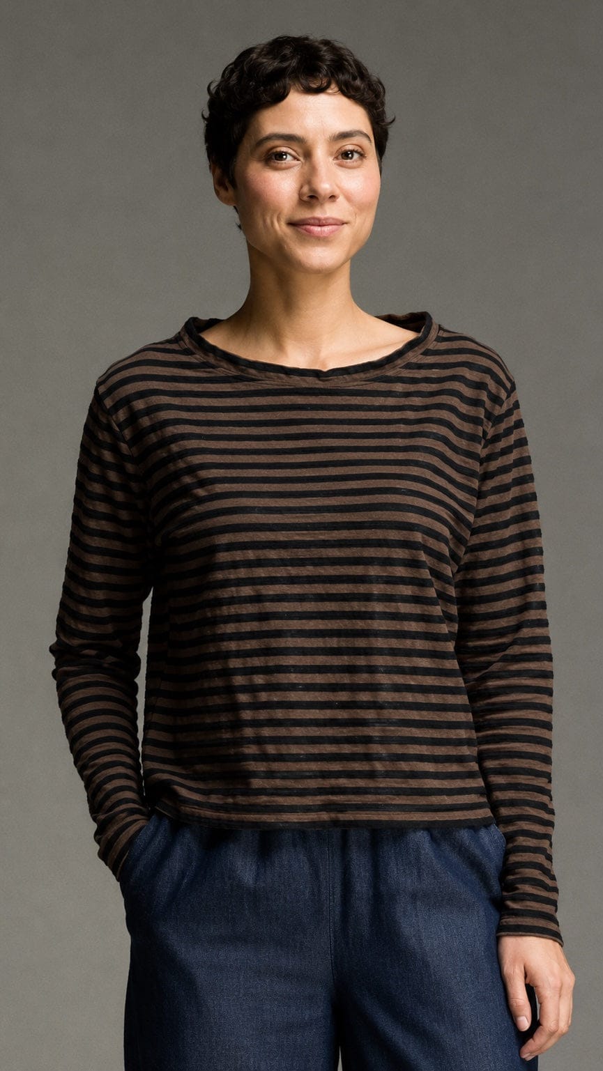 Cut Loose Tops Cut Loose Black Stripe Boxy Mock Neck Top - Multiple Colors 18700254 Cut Loose Black Stripe Boxy Mock Neck Top - Multiple Colors