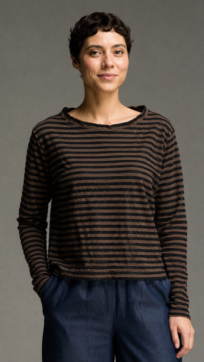 Cut Loose Tops Cut Loose Black Stripe Boxy Mock Neck Top - Multiple Colors 18700254 Cut Loose Black Stripe Boxy Mock Neck Top - Multiple Colors