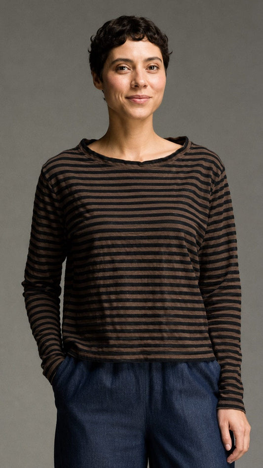 Cut Loose Tops Cut Loose Black Stripe Boxy Mock Neck Top - Multiple Colors 18700254 Cut Loose Black Stripe Boxy Mock Neck Top - Multiple Colors