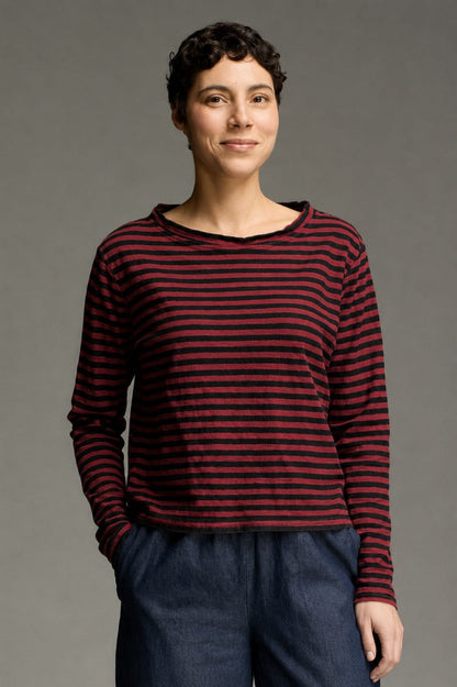 Cut Loose Tops Cut Loose Black Stripe Boxy Mock Neck Top - Multiple Colors 18733022 Cut Loose Black Stripe Boxy Mock Neck Top - Multiple Colors