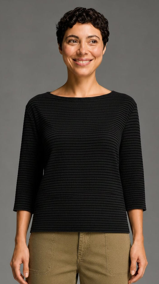 Cut Loose Tees Cut Loose Black Stripe Doublecloth Boatneck Tee- Multiple Colors Cut Loose Black Stripe Doublecloth Boatneck Tee- Multiple Colors