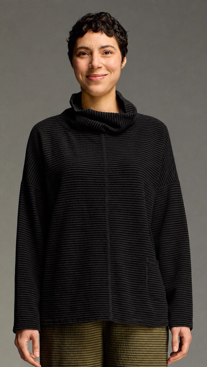 Cut Loose Tops Cut Loose Black Stripe Doublecloth Funnel Pullover - Multiple Colors Cut Loose Black Stripe Doublecloth Funnel Pullover - Multiple Colors