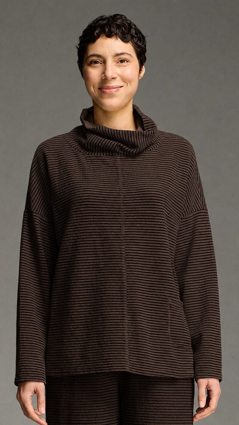 Cut Loose Tops Cut Loose Black Stripe Doublecloth Funnel Pullover - Multiple Colors Cut Loose Black Stripe Doublecloth Funnel Pullover - Multiple Colors