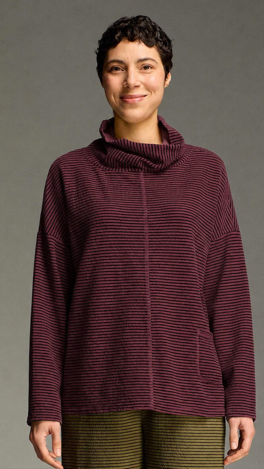 Cut Loose Tops Cut Loose Black Stripe Doublecloth Funnel Pullover - Multiple Colors Cut Loose Black Stripe Doublecloth Funnel Pullover - Multiple Colors