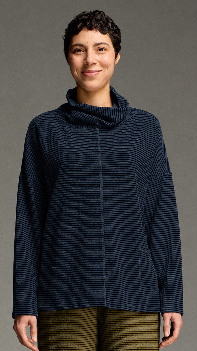 Cut Loose Tops Cut Loose Black Stripe Doublecloth Funnel Pullover - Multiple Colors Cut Loose Black Stripe Doublecloth Funnel Pullover - Multiple Colors