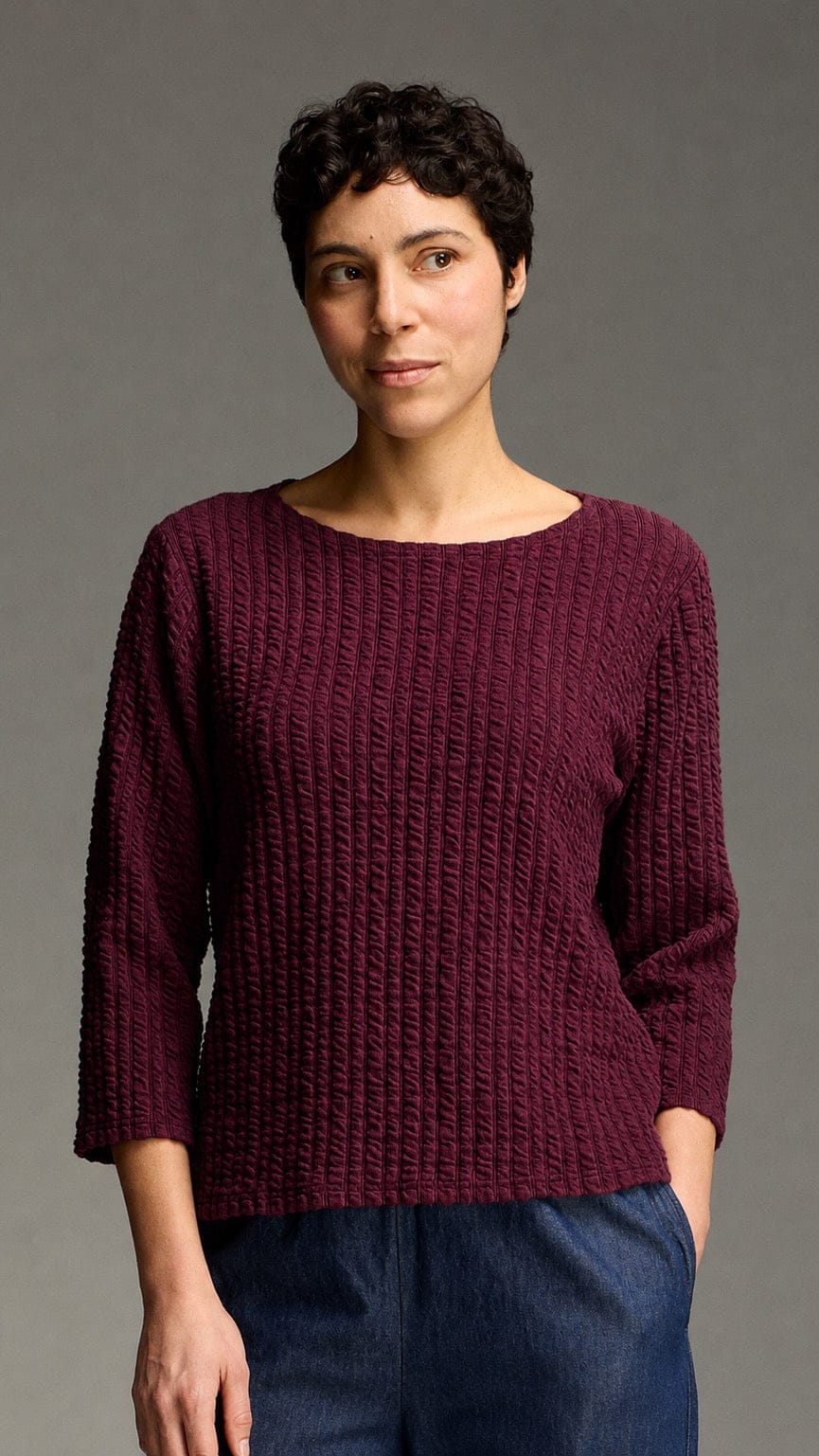 Cut Loose Tees Cut Loose Textured Stripe 3/4 Sleeve Boatneck Tee - Multiple Colors Cut Loose Textured Stripe 3/4 Sleeve Boatneck Tee - Multiple Colors