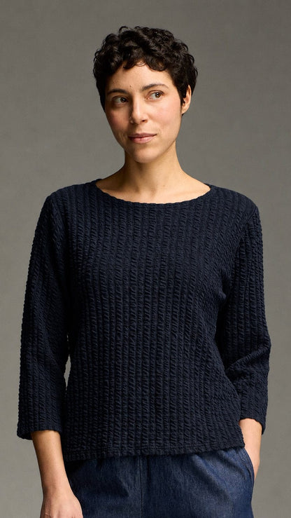 Cut Loose Tees Cut Loose Textured Stripe 3/4 Sleeve Boatneck Tee - Multiple Colors Cut Loose Textured Stripe 3/4 Sleeve Boatneck Tee - Multiple Colors