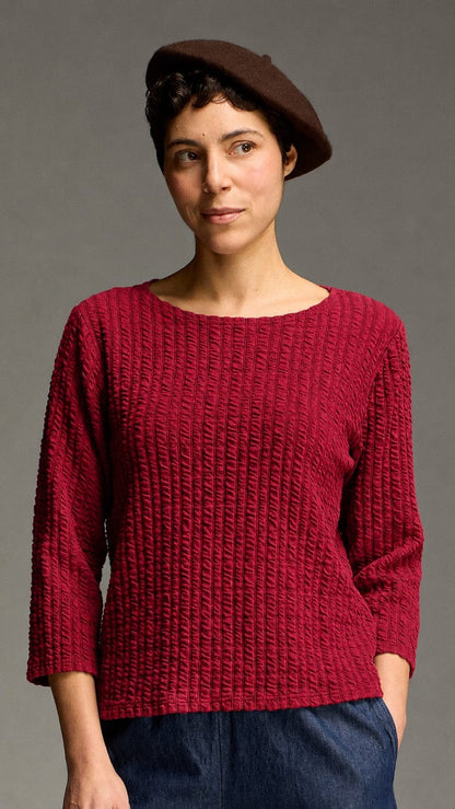 Cut Loose Tees Cut Loose Textured Stripe 3/4 Sleeve Boatneck Tee - Multiple Colors Cut Loose Textured Stripe 3/4 Sleeve Boatneck Tee - Multiple Colors
