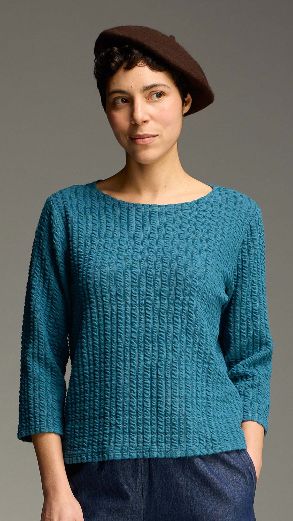 Cut Loose Tees Cut Loose Textured Stripe 3/4 Sleeve Boatneck Tee - Multiple Colors Cut Loose Textured Stripe 3/4 Sleeve Boatneck Tee - Multiple Colors