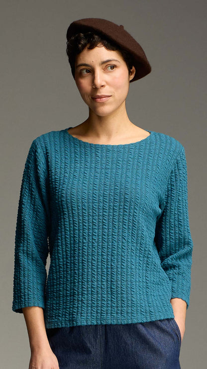 Cut Loose Tees Cut Loose Textured Stripe 3/4 Sleeve Boatneck Tee - Multiple Colors Cut Loose Textured Stripe 3/4 Sleeve Boatneck Tee - Multiple Colors