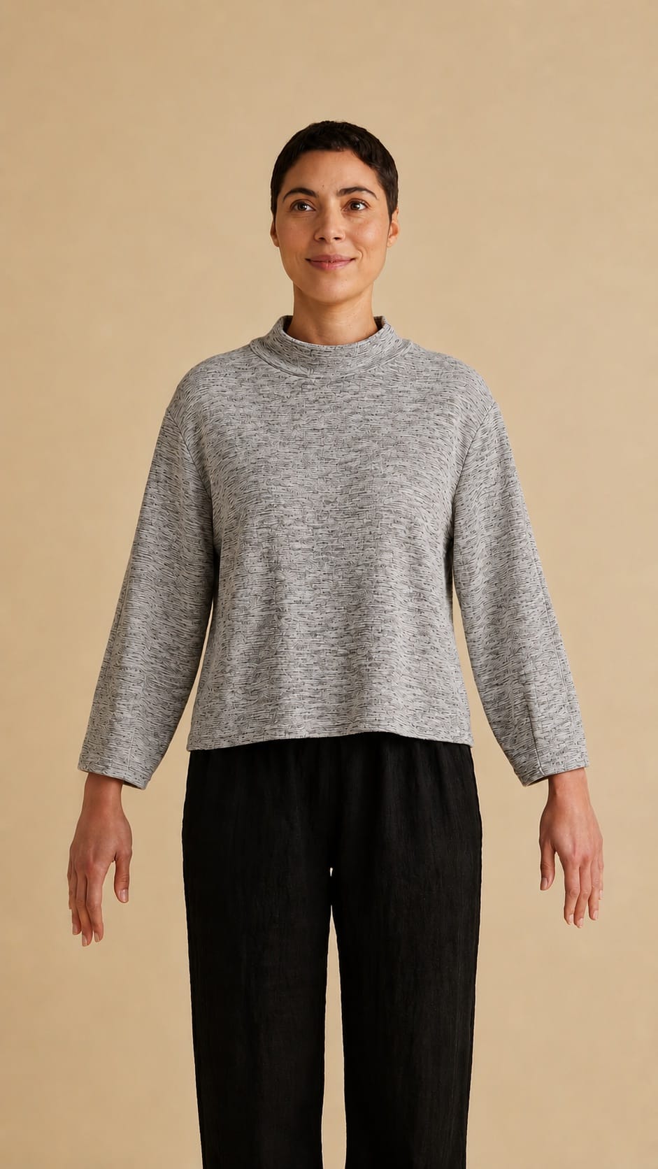 Cut Loose Crimped Mock Neck Top - Multiple Colors
