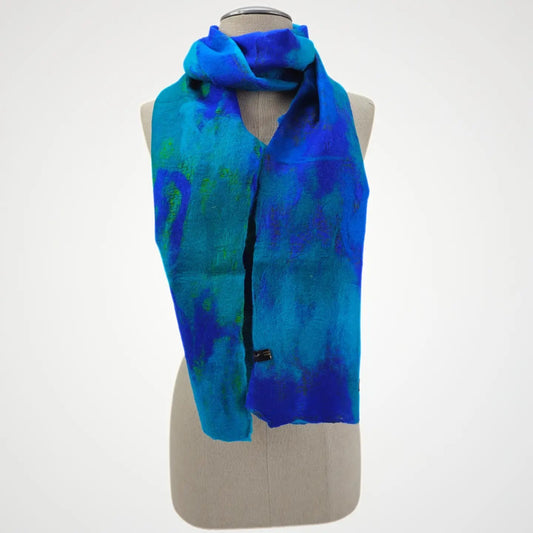 Feltiful Scarves Deep Sea Watercolor Felted Scarf Deep Sea Watercolor Felted Scarf
