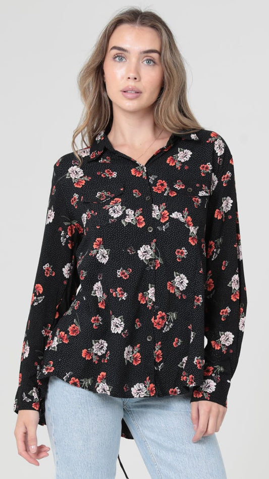 Lola P. Tops Floral Button Down Top Floral Button Down Top