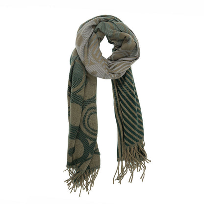 Joy Susan Dark Green Circles Scarf