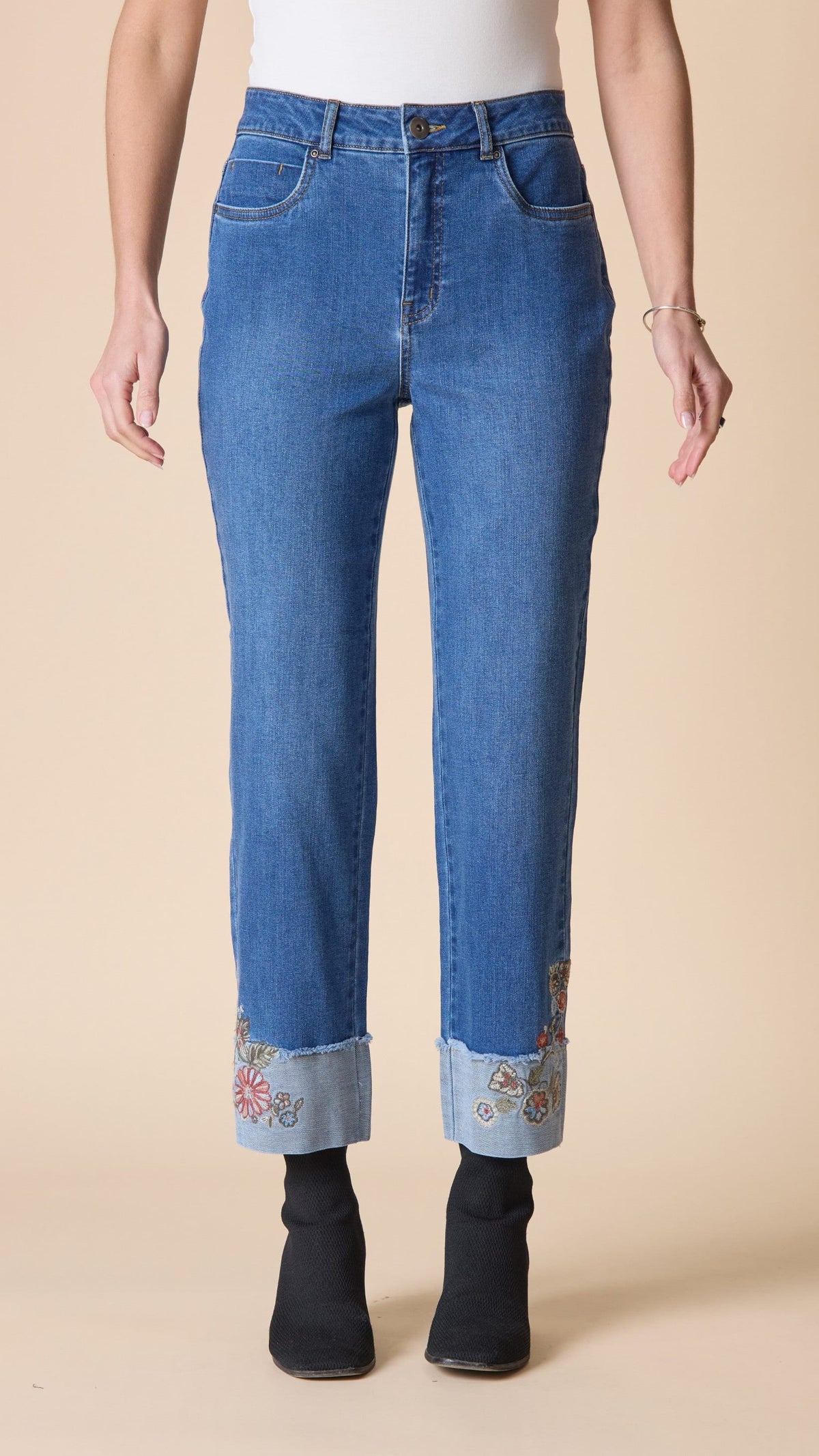 Habitat Pants Habitat Stretch Denim Embroidered Cuff Jean Habitat Stretch Denim Embroidered Cuff Jean