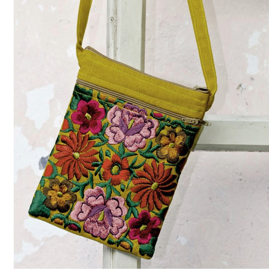 Altiplano Embroidered Floral Passport Bag
