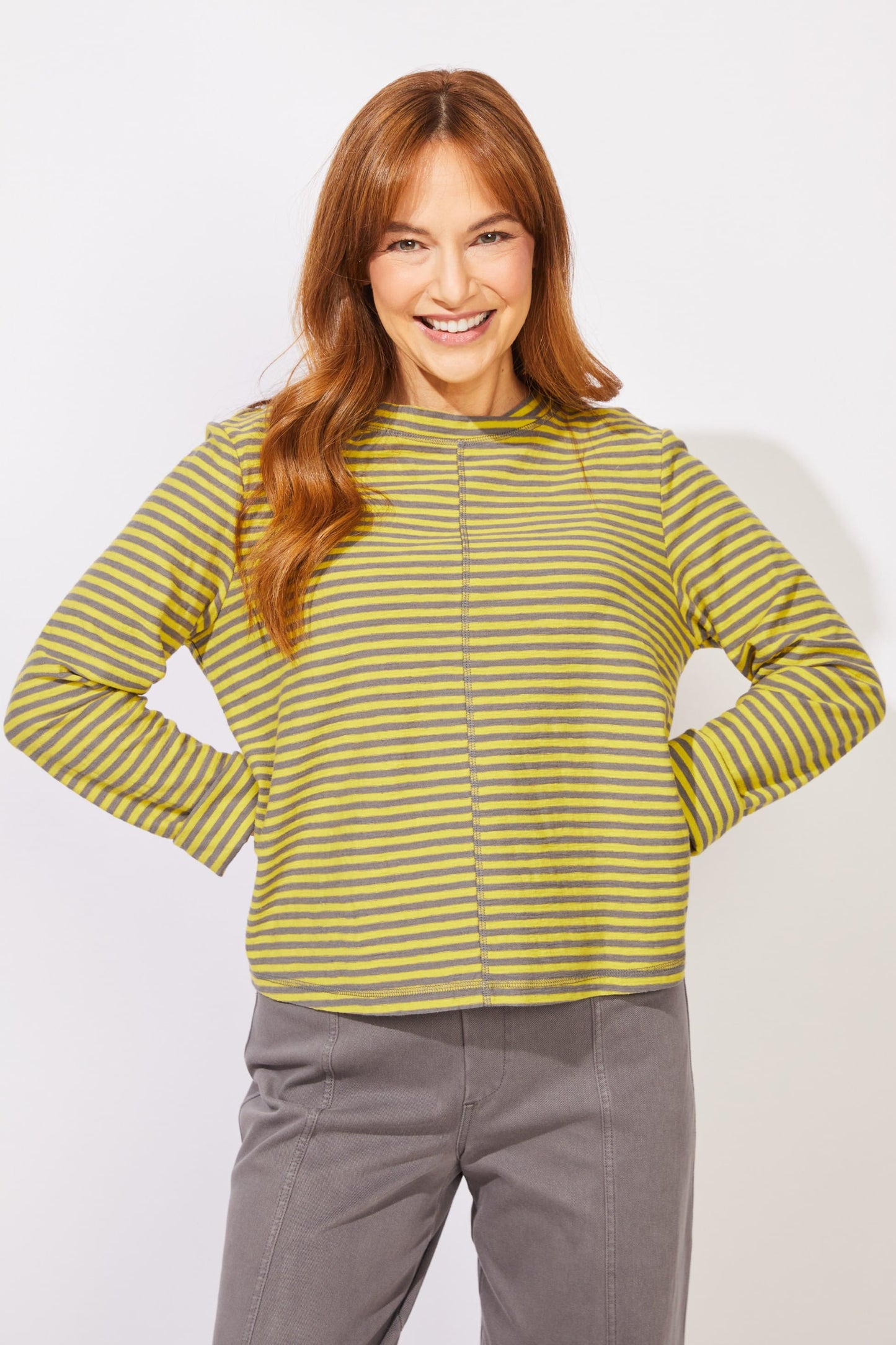 Escape by Habitat Tees Escape Verona Stripe Layover Mock Neck Tee - Multiple Colors 60471006 Escape Verona Stripe Layover Mock Neck Tee - Multiple Colors