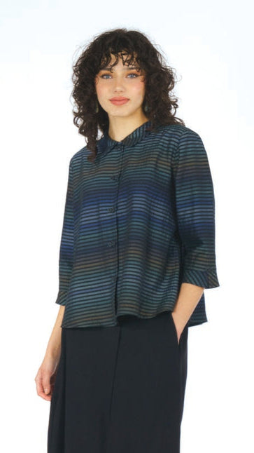 Niche Shimmer Stripe Twinbutton Top