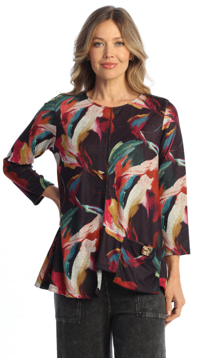 Jess & Jane French Brushed Patch Pocket Tunic - Multiple Prints