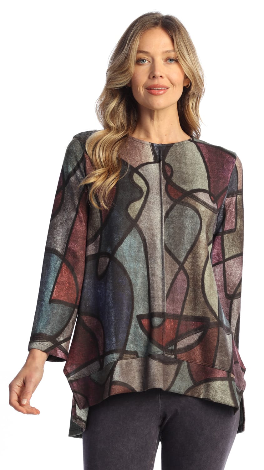 Jess & Jane Tunics Jess & Jane French Brushed Side Slit Top 50901726 Jess & Jane French Brushed Side Slit Top