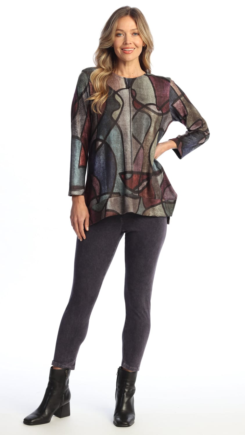 Jess & Jane Tunics Jess & Jane French Brushed Side Slit Top Jess & Jane French Brushed Side Slit Top