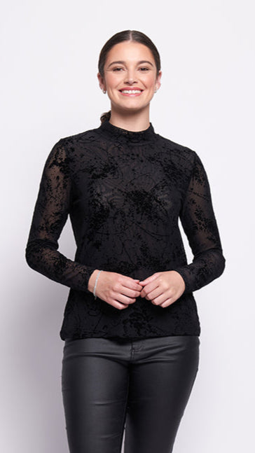 Foil International Velvet Mock Neck Top