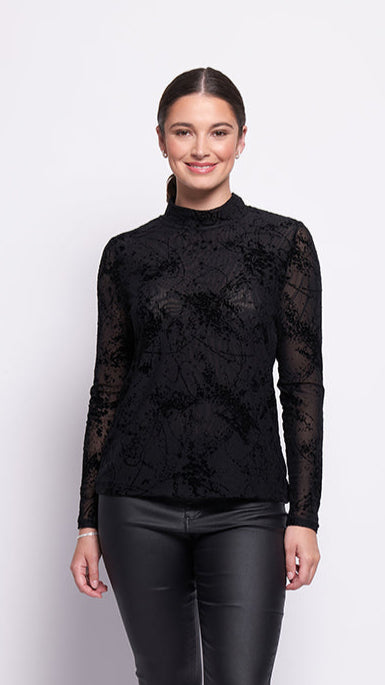Foil International Velvet Mock Neck Top