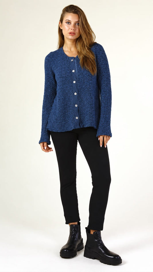 Fenini Cardigans Fenini Heather Knit Cardigan Fenini Heather Knit Cardigan in Denim