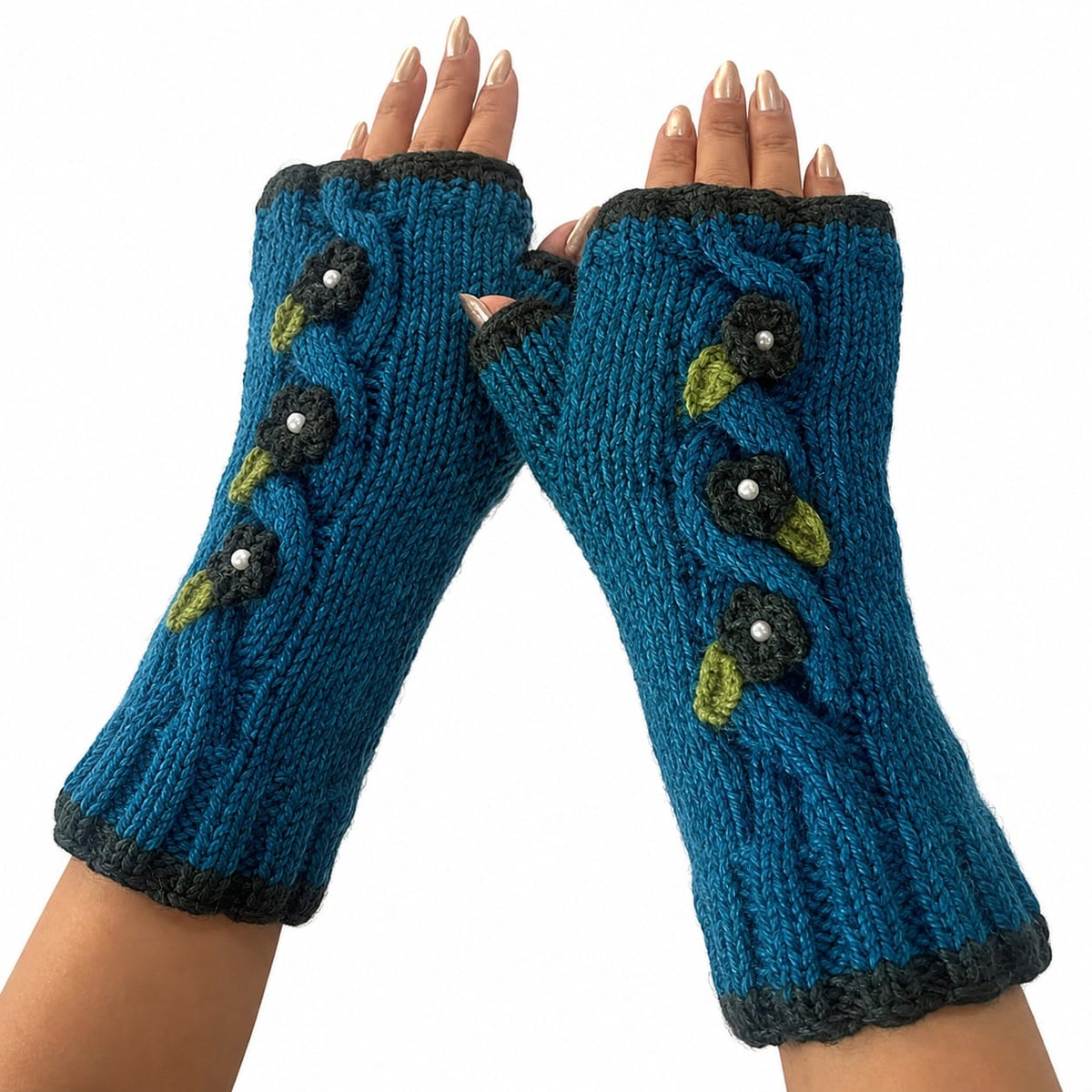 Yak & Yeti Gloves Floral & Leaf Embroidered Fingerless Gloves - Multiple Colors 66980318 Floral & Leaf Embroidered Fingerless Gloves - Multiple Colors