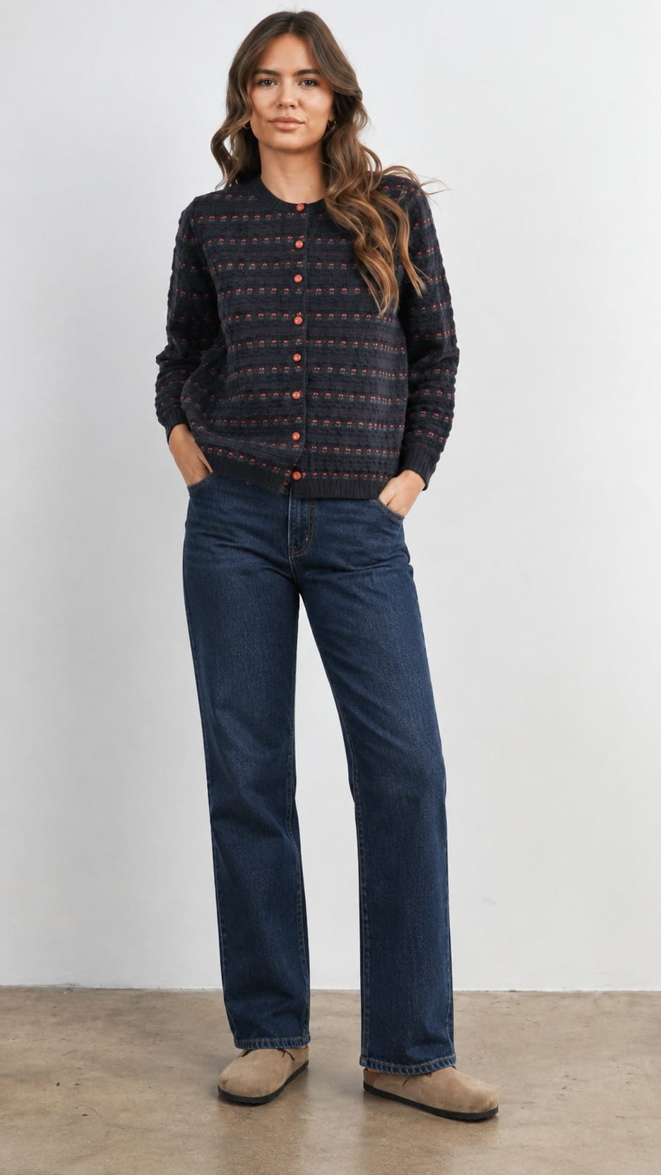 BUTTERMELON Cardigans Floral Button Front Cardigan 04061662 Floral Button Front Cardigan