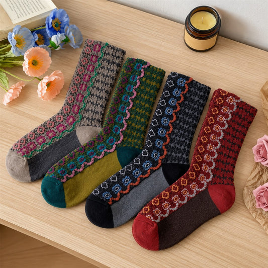 Funkyrel Limited Socks Rufia Folk Pattern Crew Sock - Multiple Colors Rufia Folk Pattern Crew Sock - Multiple Colors