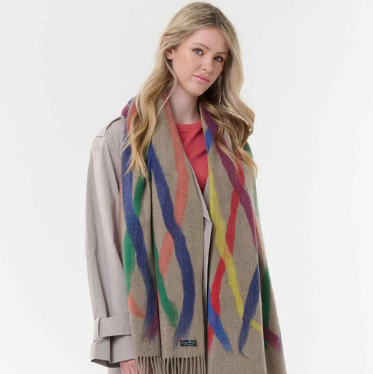Fraas Scarves Scarves Fraas Colorful Stripes Needle Punch Wrap Scarf - Multiple Colors Fraas Colorful Stripes Needle Punch Wrap Scarf - Multiple Colors