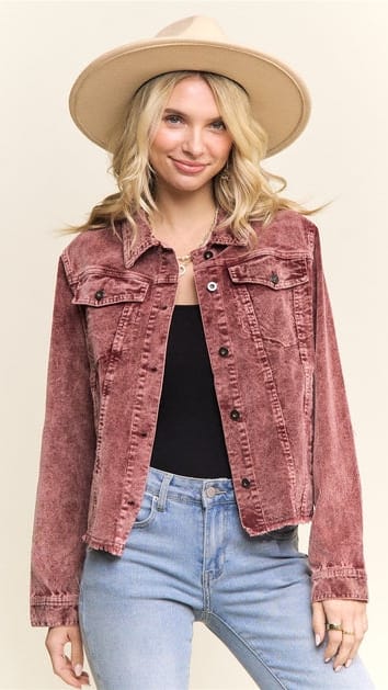 Madelyn Jackets Frayed Hem Corduroy Jacket - Multiple Colors Frayed Hem Corduroy Jacket - Multiple Colors