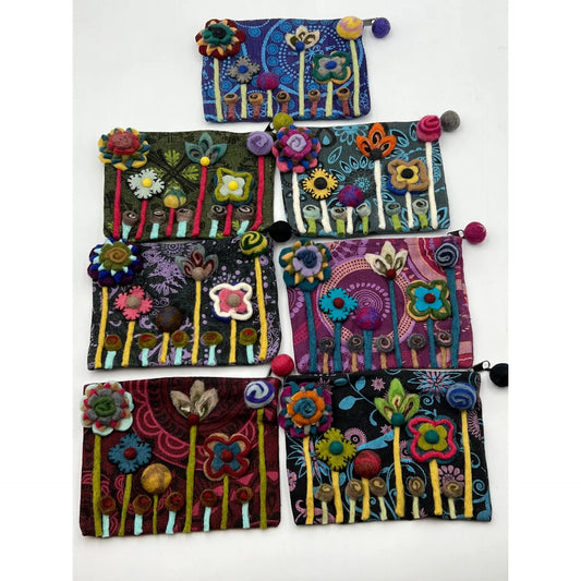 Nurbu Inc. Coin Purses Garden Felted Coin Purse - Multiple Colors Garden Felted Coin Purse - Multiple Colors