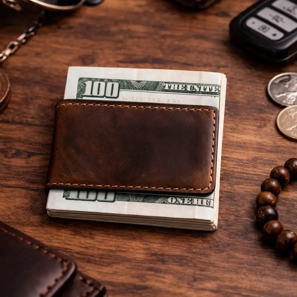 American Leather Goods Men's Accessories Genuine Full-Grain Leather Money Clip Wallet - Multiple Colors Genuine Full-Grain Leather Money Clip Wallet - Multiple Colors