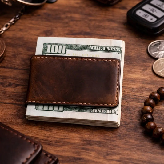 American Leather Goods Men's Accessories Genuine Full-Grain Leather Money Clip Wallet - Multiple Colors Genuine Full-Grain Leather Money Clip Wallet - Multiple Colors