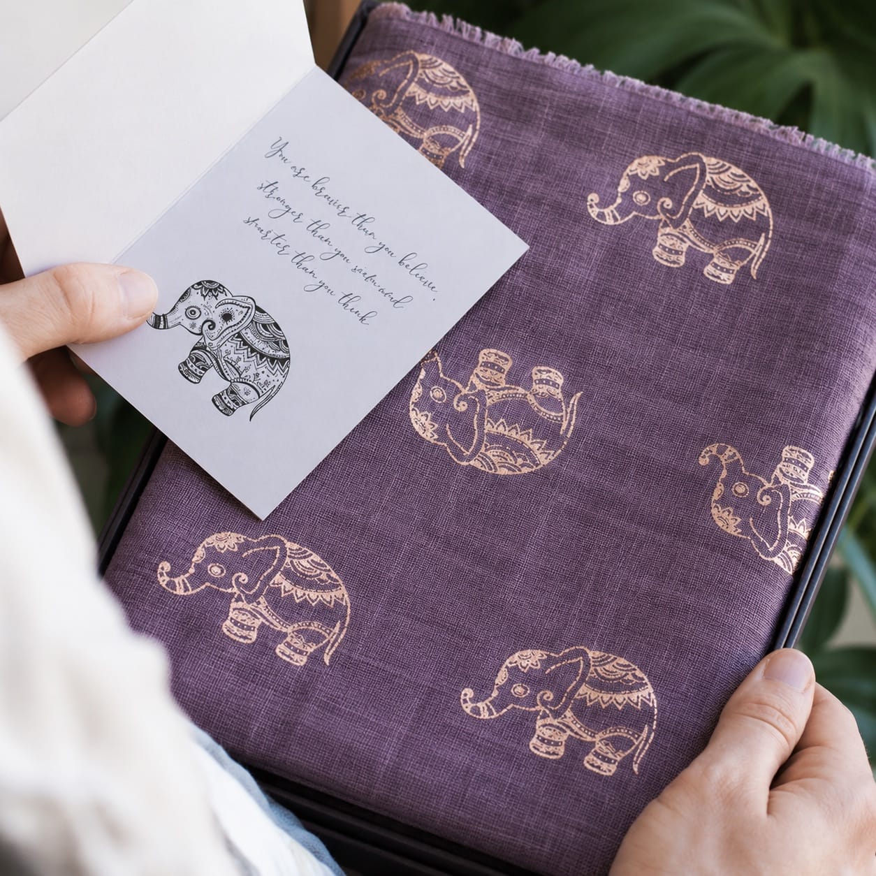 Studio Hop Scarves Studio Hop Good Fortune Elephant Rose Gold Foil Scarf Studio Hop Good Fortune Elephant Rose Gold Foil Scarf
