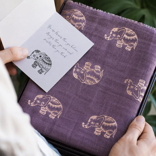 Studio Hop Scarves Studio Hop Good Fortune Elephant Rose Gold Foil Scarf Studio Hop Good Fortune Elephant Rose Gold Foil Scarf