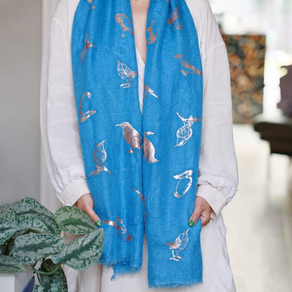 Studio Hop Scarves Studio Hop Great British Birds Rose Gold Foil Scarf 98151390 Studio Hop Great British Birds Rose Gold Foil Scarf