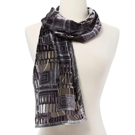 J & X Scarves Grey Abstract Silk Velvet Scarf Grey Abstract Silk Velvet Scarf