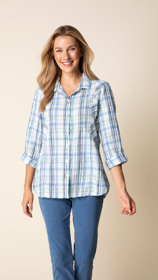 Habitat Blouses Habitat Blurred Plaid Boyfriend Tunic Habitat Blurred Plaid Boyfriend Tunic